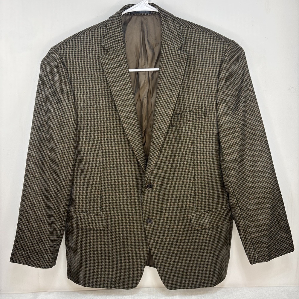 Ralph Lauren Wool Houndstooth 2 Button Blazer‎ Sport Jacket Suit Coat Mens 46R